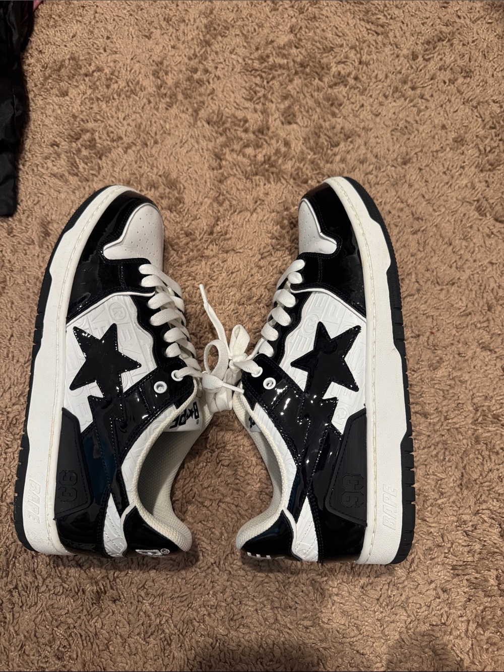 Bape Sta Low-Top Sneakers In White & Black Camo View 3